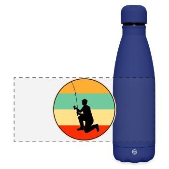 Papa Fisherman Retro Vintage Angelpapa - Matte Panorama Isolierflasche 500 ml - Dunkelblau  - Vorne