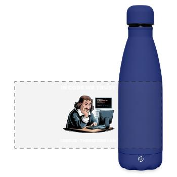 Philosopher Descartes Meme - for dark background - Matte Panoramic Thermal Bottle 500 ml - dark blue  - Front