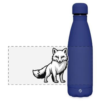 Arktischer Fuchs Arktisches, Weißes Tier Naturlogo - Matte Panorama Isolierflasche 500 ml - Dunkelblau  - Vorne