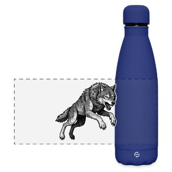 Wild Wolf Race Maskottchen Alpha Wolf - Matte Panorama Isolierflasche 500 ml - Dunkelblau  - Vorne