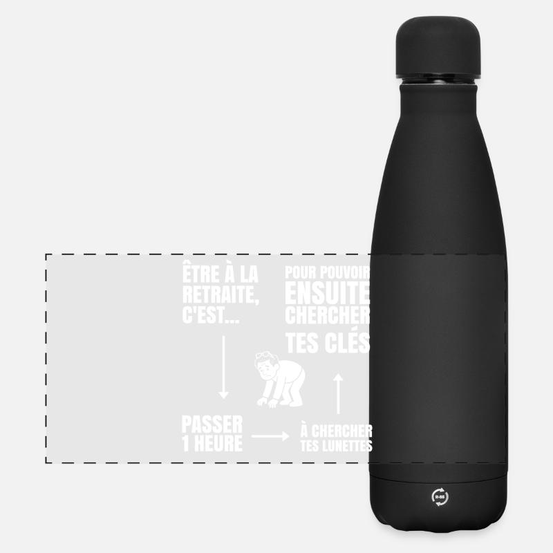 Retired With or Without Glasses (white text) - Matte Panoramic Thermal Bottle 500 ml - black