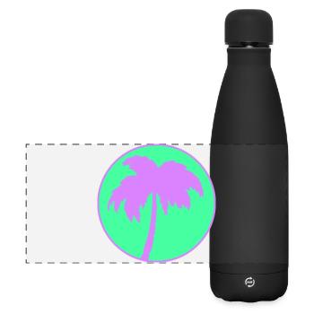 Neon Palmenkreis Silhouette - Matte Panorama Isolierflasche 500 ml - Schwarz - Vorne