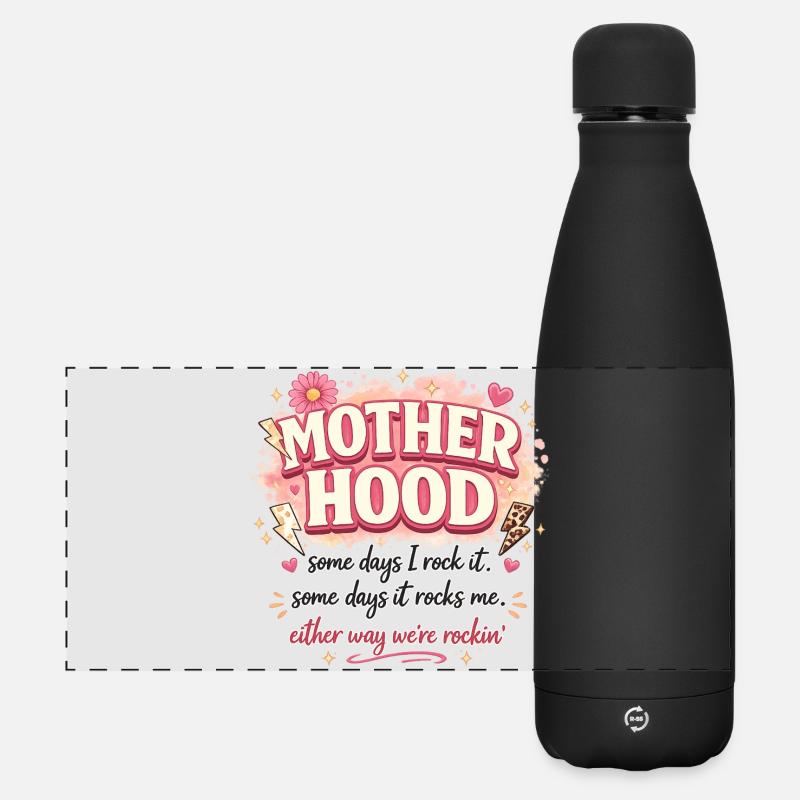 Mutterschaft Manche Tage rocke ich das Shirt - Matte Panorama Isolierflasche 500 ml - Schwarz