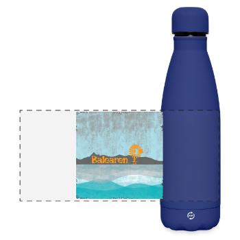 Balearen Küste Windmühle Sonnenflug - Matte Panorama Isolierflasche 500 ml - Dunkelblau  - Vorne