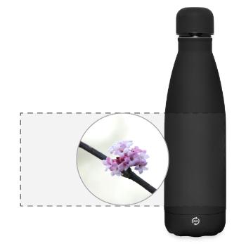 Fleur rose et blanche délicate, fleur blanche - Gourde isotherme panoramique mate 500 ml - noir - Devant