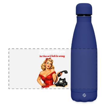 Pin-up Girl: Sarcasm & Eye Rolling Retro Style - Matte Panoramic Thermal Bottle 500 ml - dark blue  - Front