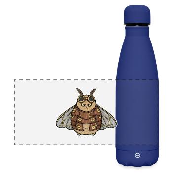 Steampunk Night Moth Rüstung Bronze Zahnräder - Matte Panorama Isolierflasche 500 ml - Dunkelblau  - Vorne