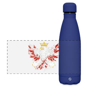 Blason polonais de l’aigle Polska : design grunge or - Gourde isotherme panoramique mate 500 ml - bleu foncé  - Devant