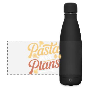Pasta statt Pläne | Nudel Humor - Matte Panorama Isolierflasche 500 ml - Schwarz - Vorne