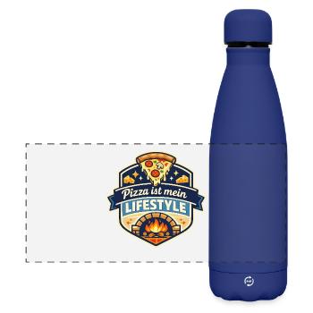Pizza ist mein Lifestyle - Matte Panorama Isolierflasche 500 ml - Dunkelblau  - Vorne