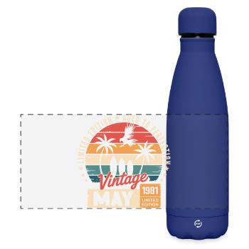 Special anniversary with this design May 1981 - Matte Panoramic Thermal Bottle 500 ml - dark blue  - Front