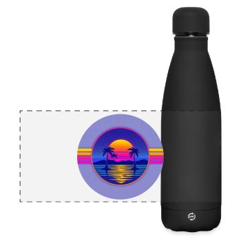 Sunset Neon Palms Circle - Gourde isotherme panoramique mate 500 ml - noir - Devant
