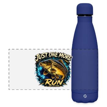 Nur noch eine Runde Karpfenfischerei-Design - Matte Panorama Isolierflasche 500 ml - Dunkelblau  - Vorne