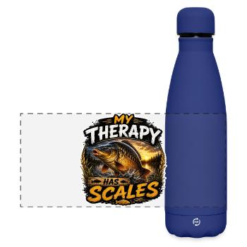 My Therapy Has Scales Carp Fishing - Matte Panoramic Thermal Bottle 500 ml - dark blue  - Front