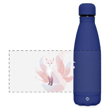 Neunschwänziger Fuchs - Sanfte Magie - Matte Panorama Isolierflasche 500 ml - Dunkelblau  - Vorne