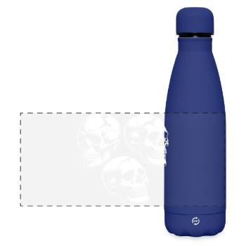 Three Skull Silhouettes - Matte Panoramic Thermal Bottle 500 ml - dark blue  - Front