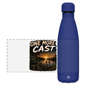 One More Cast Sunset Carp Fishing Design - Matte Panoramic Thermal Bottle 500 ml - dark blue  - Front
