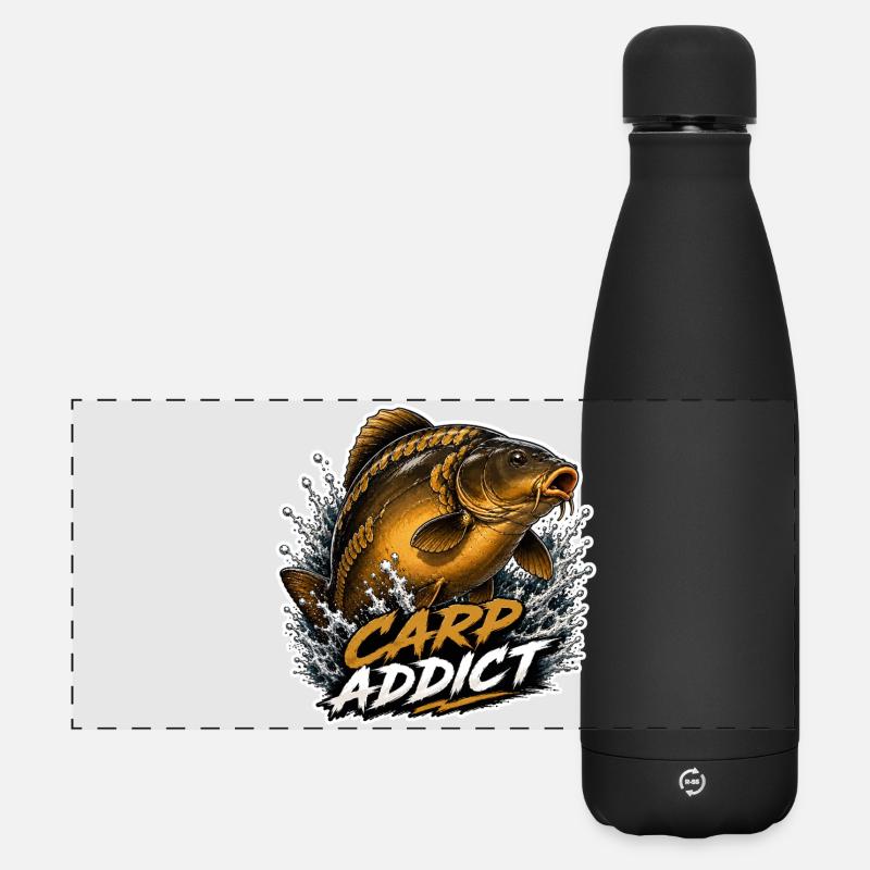 Carp Addict Spiegel Karpfenfischerei-Design - Matte Panorama Isolierflasche 500 ml - Schwarz