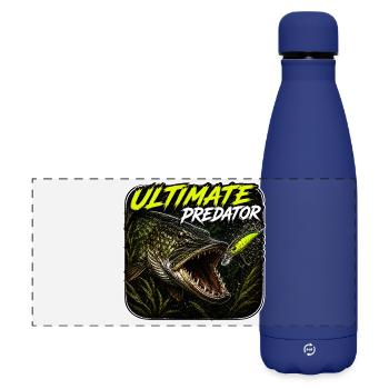 Ultimatives Predator-Hechtfang-Design - Matte Panorama Isolierflasche 500 ml - Dunkelblau  - Vorne