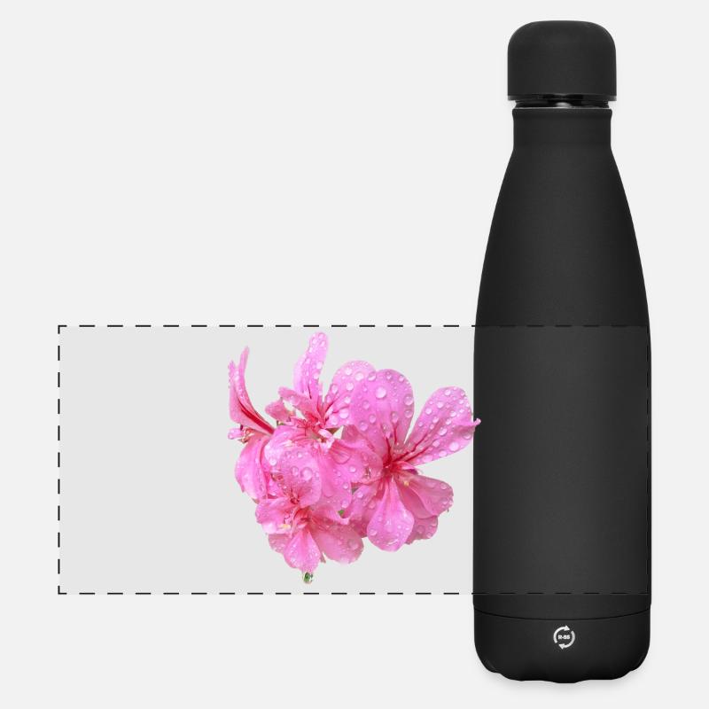 Vibrant_Pink_Geranium_Flowers - Matte Panoramic Thermal Bottle 500 ml - black
