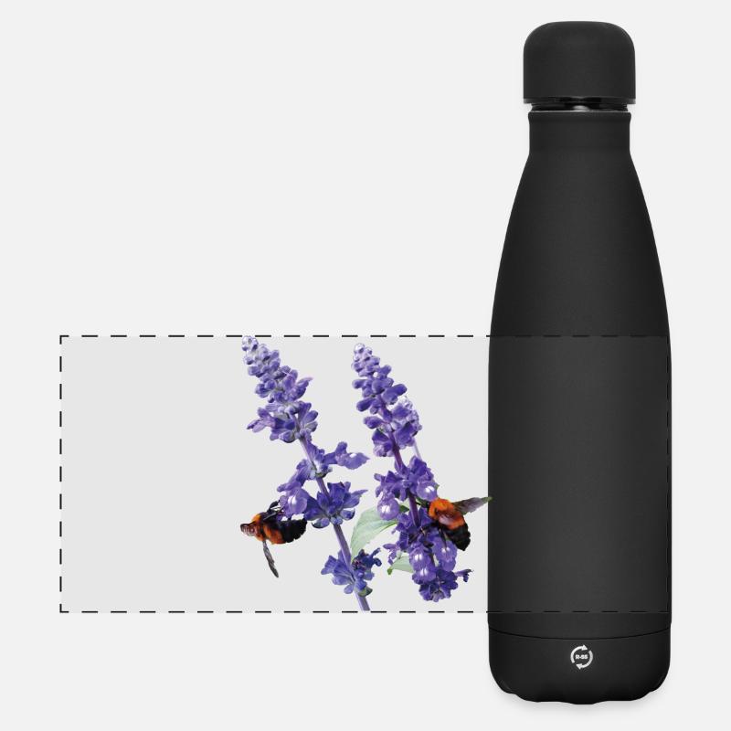 Vibrant_Salvia_Farinacea_-_Bumblebees - Gourde isotherme panoramique mate 500 ml - noir