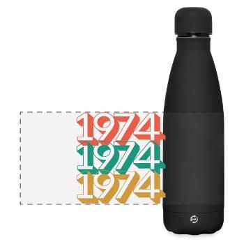 Retro 1974 Color Block Pattern - Matte Panoramic Thermal Bottle 500 ml - black - Front
