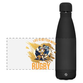 Life is better with Rugby - Matte Panorama Isolierflasche 500 ml - Schwarz - Vorne