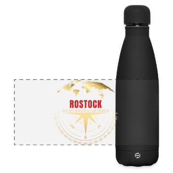 Koordinaten Rostock - Matte Panorama Isolierflasche 500 ml - Schwarz - Vorne