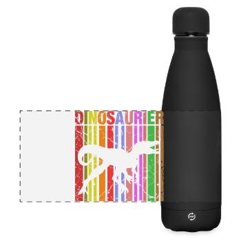 Silhouette de dinosaure avec détails de couleur - Gourde isotherme panoramique mate 500 ml - noir - Devant