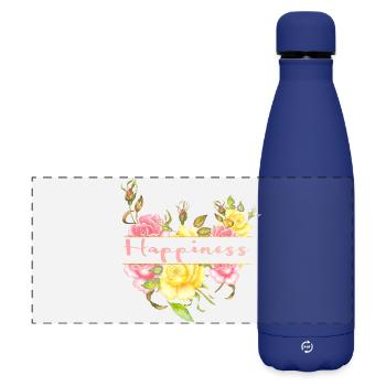 Bonheur - Gourde isotherme panoramique mate 500 ml - bleu foncé  - Devant