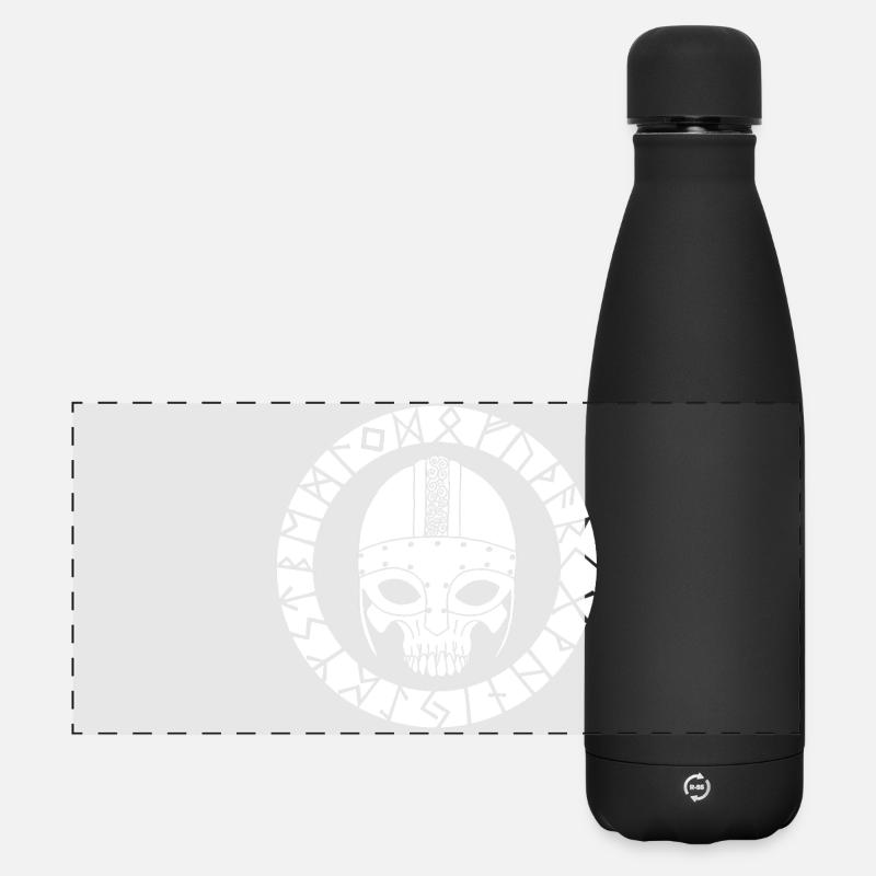 White skull and Viking runes - Matte Panoramic Thermal Bottle 500 ml - black