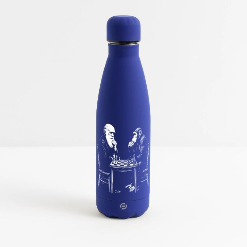 Darwin joue aux échecs avec un singe - Jeu d’évolution Gourde isotherme panoramique mate 500 ml