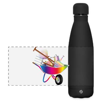 colourful garden tools in a wheelbarrow - Matte Panoramic Thermal Bottle 500 ml - black - Front