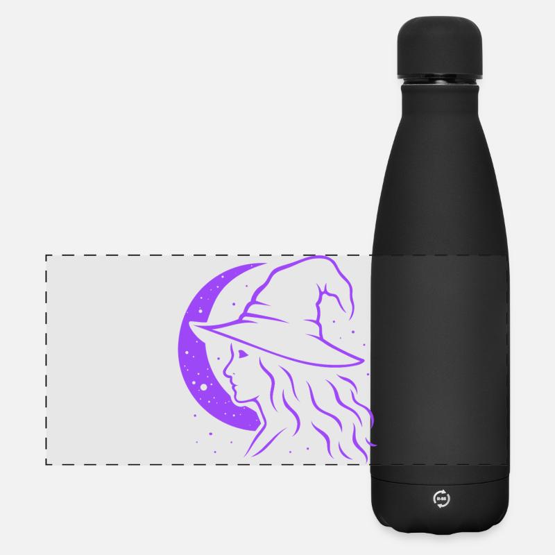 Silhouette de sorcière lune Witchcore Motif - Gourde isotherme panoramique mate 500 ml - noir