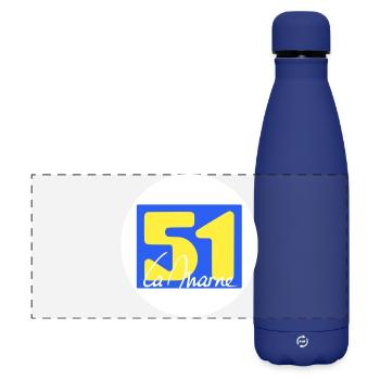 Logo emblématique de La Marne en couleurs vives - Gourde isotherme panoramique mate 500 ml - bleu foncé  - Devant