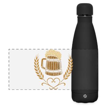 Zünftiger Bierkrug - Volksfest & Biergarten - Matte Panorama Isolierflasche 500 ml - Schwarz - Vorne