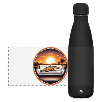 Alligator auf Sofa - Matte Panorama Isolierflasche 500 ml - Schwarz - Vorne