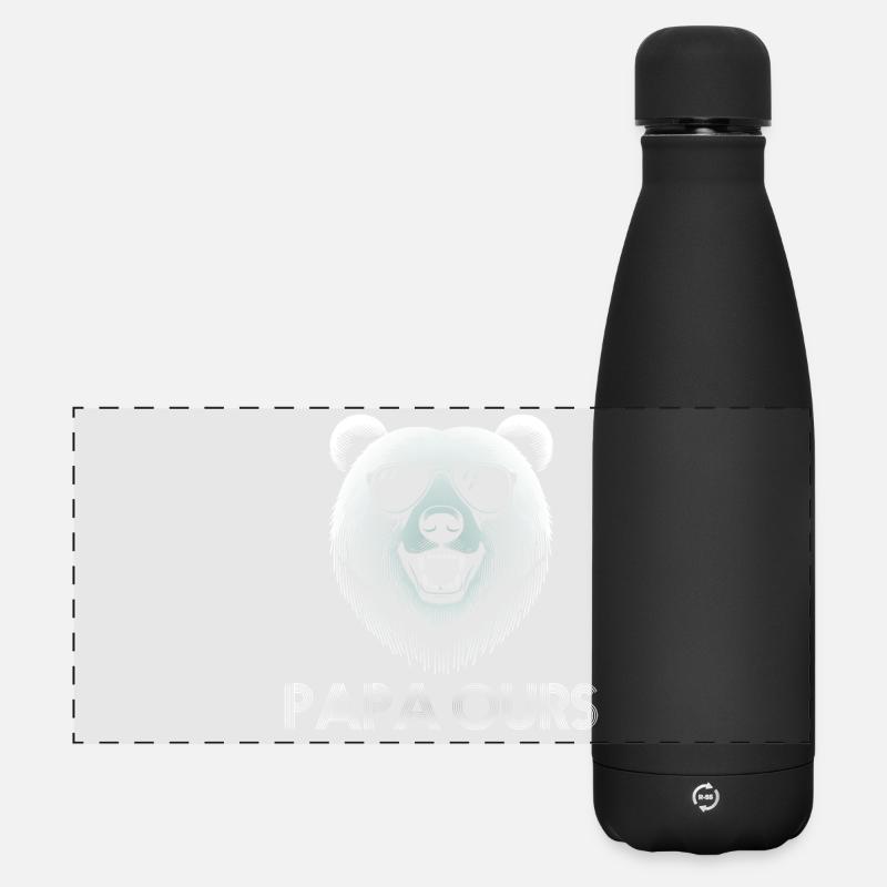 Cool bear head with sunglasses. Papa Bear - Matte Panoramic Thermal Bottle 500 ml - black