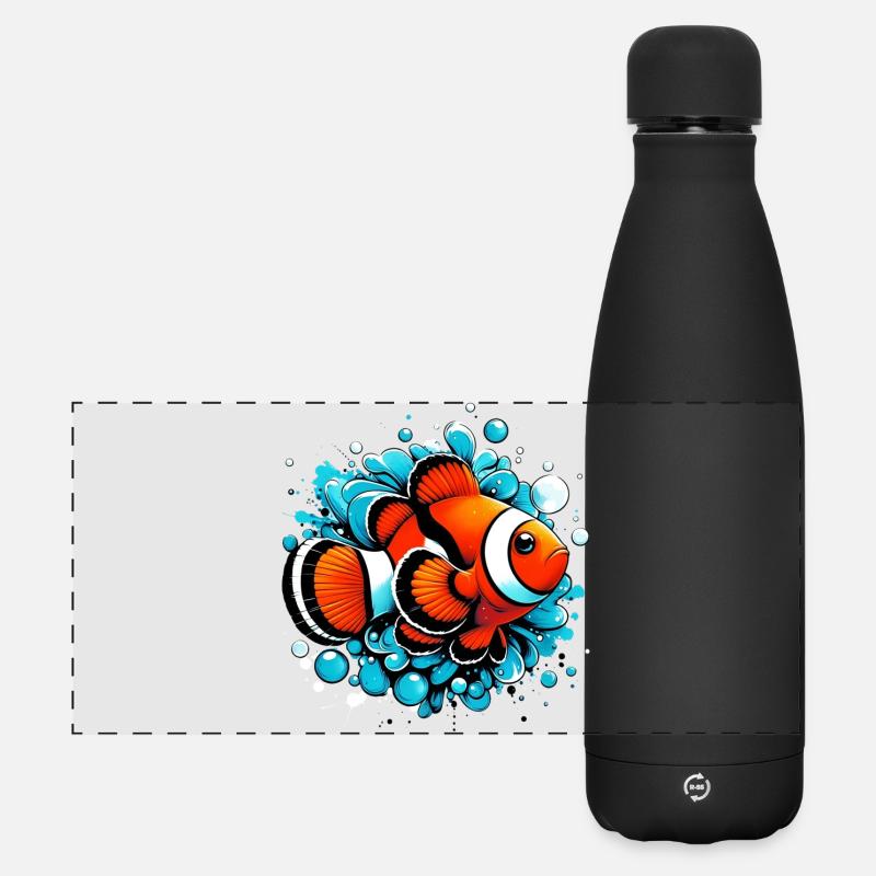 Clownfisch - Matte Panorama Isolierflasche 500 ml - Schwarz