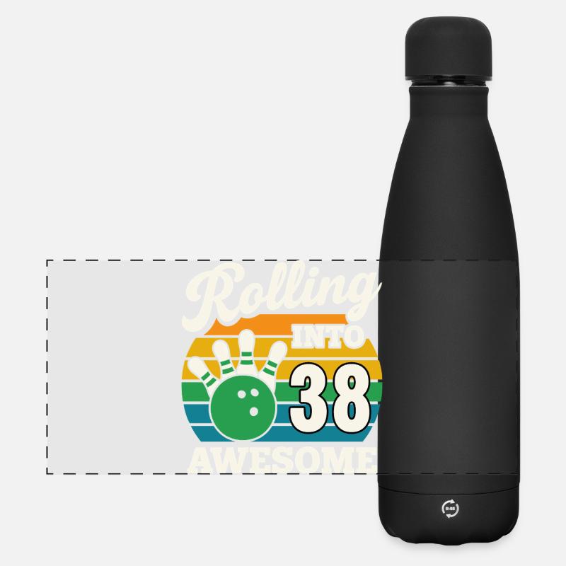 Bowling 38th Birthday Celebration Graphic - Matte Panoramic Thermal Bottle 500 ml - black