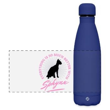 Black Sphynx Cat Sayings Humor Quotes - Matte Panoramic Thermal Bottle 500 ml - dark blue  - Front