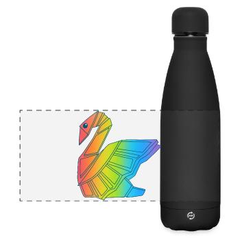 Regenbogen-Schwan - Matte Panorama Isolierflasche 500 ml - Schwarz - Vorne