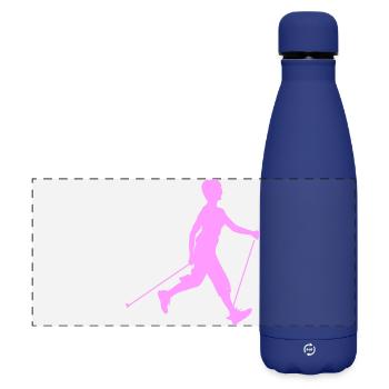 Hiker hiking with Nordic walking - Matte Panoramic Thermal Bottle 500 ml - dark blue  - Front