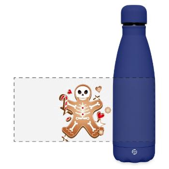 Gingerbread Man Sugar Skull Decor pour Noël - Gourde isotherme panoramique mate 500 ml - bleu foncé  - Devant