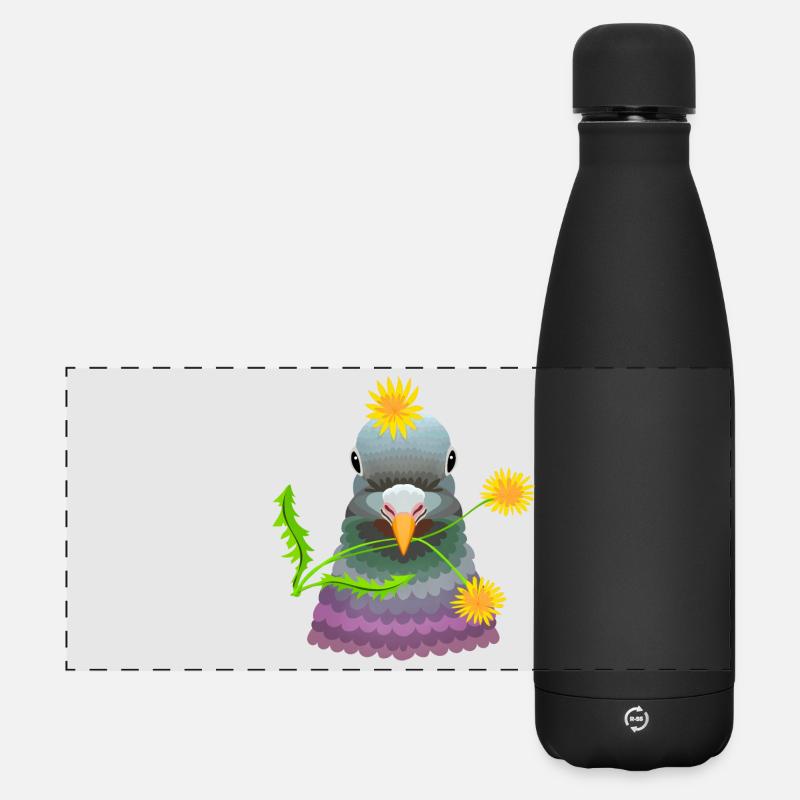Dandelion pigeon - Matte Panoramic Thermal Bottle 500 ml - black
