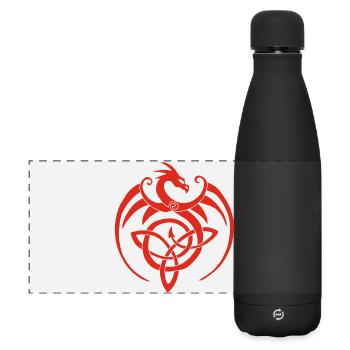 Roter Drache und keltisches Symbol - Matte Panorama Isolierflasche 500 ml - Schwarz - Vorne