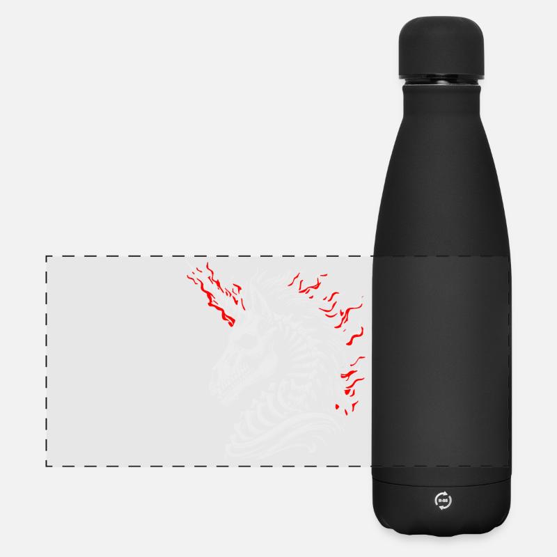 Flammendes Skelettross - Matte Panorama Isolierflasche 500 ml - Schwarz