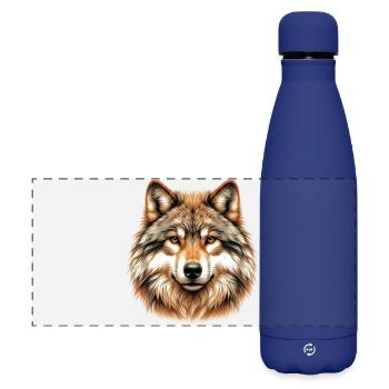 Wolf - Matte Panorama Isolierflasche 500 ml - Dunkelblau  - Vorne