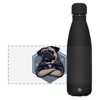 Mops Hund - Matte Panorama Isolierflasche 500 ml - Schwarz - Vorne