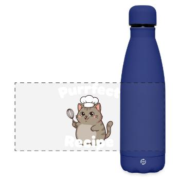 Purfect Recipe Cat Cooking Design - Matte Panoramic Thermal Bottle 500 ml - dark blue  - Front